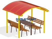Стол и лавки под навесом МАФ 4005 в Барнауле