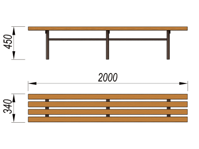 Двухметровая лавочка без спинки 2 м МАФ 1602 в Барнауле
