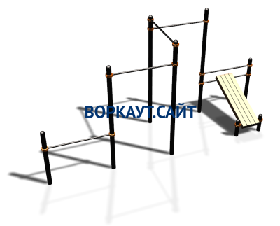 Воркаут комплекс разноуровневых турников со скамьей для пресса ВС-37 в Барнауле