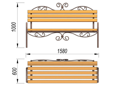 Лавочка кованная МАФ 1606 в Барнауле