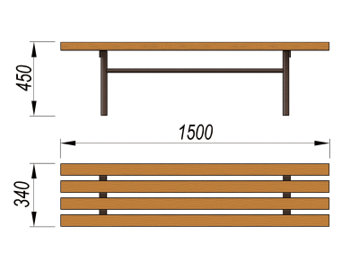 Лавочка без спинки МАФ 1601 в Барнауле