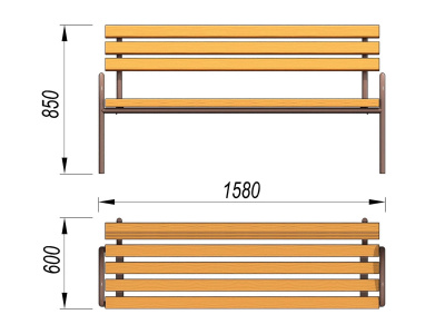 Парковая лавочка со спинкой МАФ 1605 в Барнауле