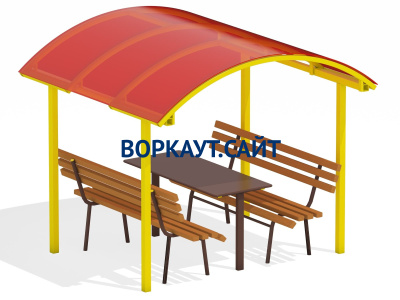 Стол и лавки под навесом МАФ 4005 в Барнауле