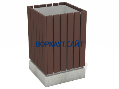 Урна деревянная квадратная с бетонным основанием МАФ 1633 в Барнауле